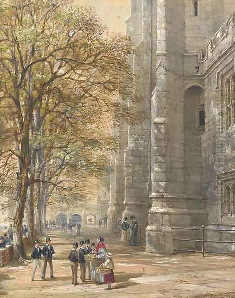 A break from divisions at Eton College Oil Painting by Louise Rayner