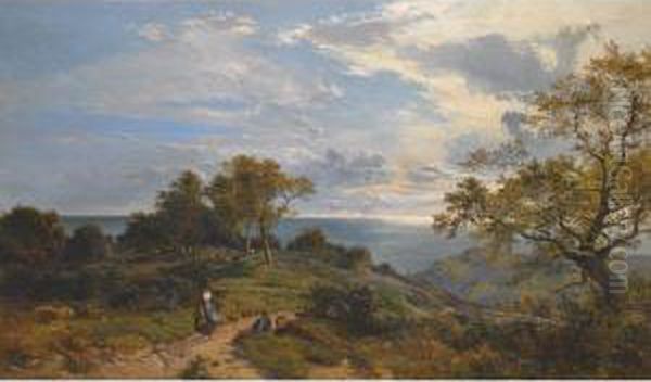 A Peep At The Sea, Fairlight Glen Oil Painting by Sidney Richard Percy