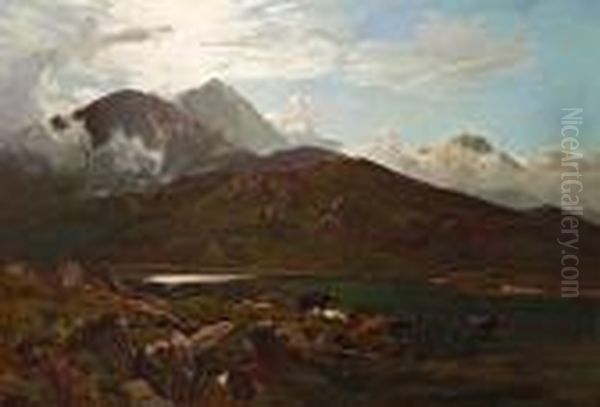 Near Dolgelly, North Wales Oil Painting by Sidney Richard Percy