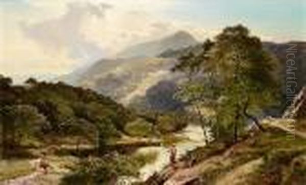 In The Valley Of The Glaslyn, Wales Oil Painting by Sidney Richard Percy