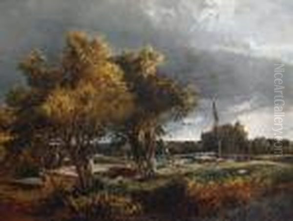 Shiplake Lock On The Thames Oil Painting by Sidney Richard Percy