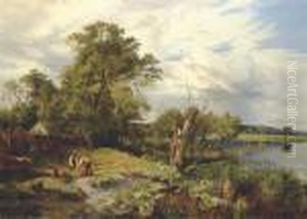 The Thames, Near Pangbourne Oil Painting by Sidney Richard Percy