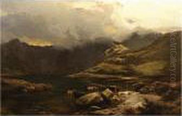 Snowdon From Llyn Llydaw Oil Painting by Sidney Richard Percy