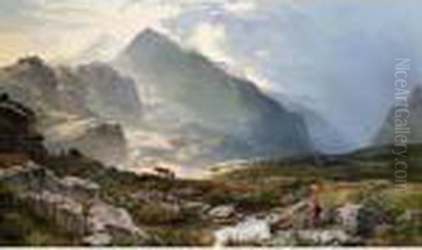 Snowdon From Y-foelberfedd Oil Painting by Sidney Richard Percy