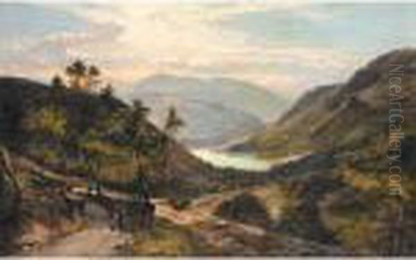 The Path Down To The Lake, North Wales Oil Painting by Sidney Richard Percy