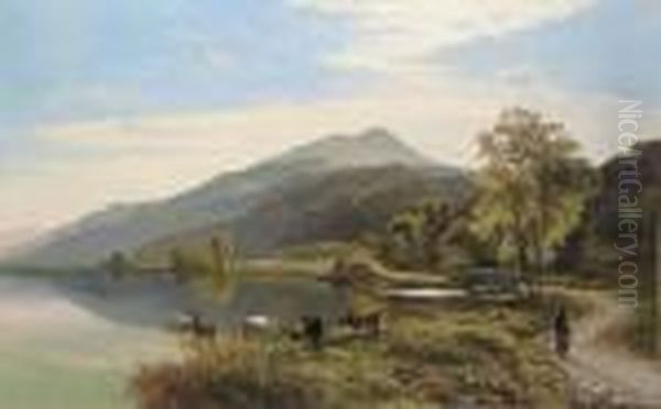 A Lake In Wales Oil Painting by Sidney Richard Percy