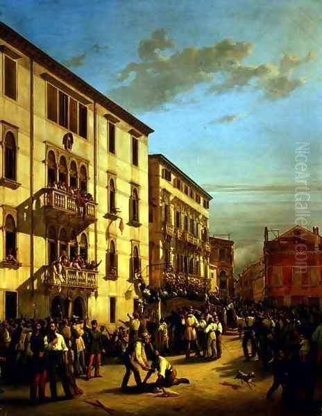 The Sacking of the Palazzo Querini, 1849 Oil Painting by Luigi Rossi