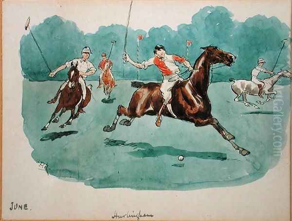 The Month of June Polo Oil Painting by George Derville Rowlandson