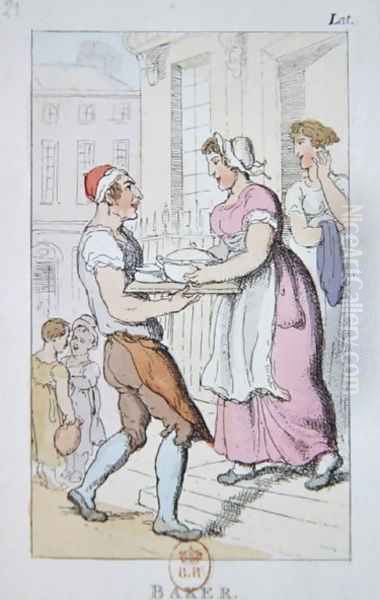 A Baker Oil Painting by George Derville Rowlandson