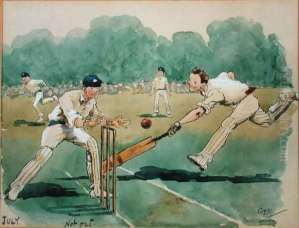 The Month of July Cricket Oil Painting by George Derville Rowlandson