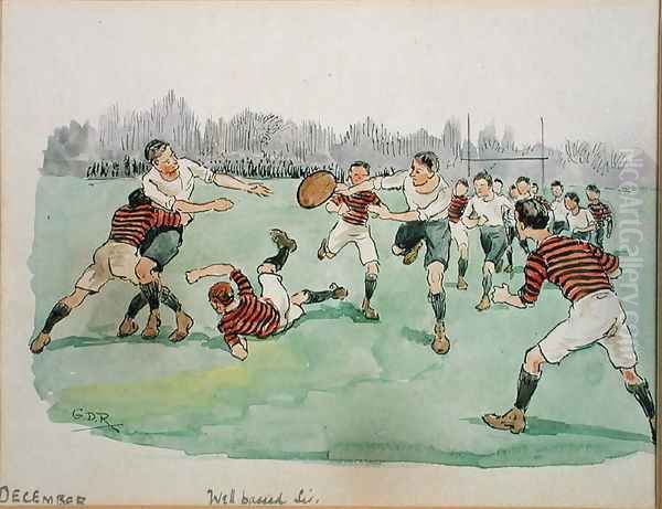 The Month of December Rugby Oil Painting by George Derville Rowlandson