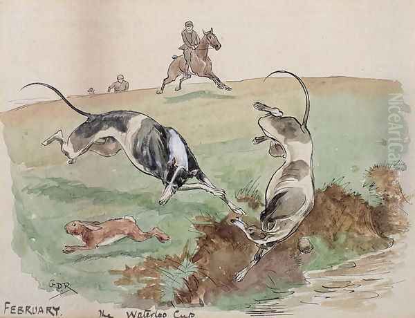 The Month of February Coursing Oil Painting by George Derville Rowlandson