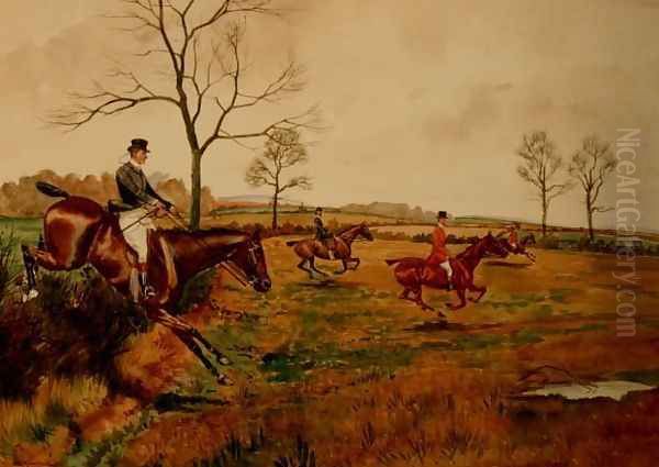 Hunt at Full Gallop Oil Painting by George Derville Rowlandson