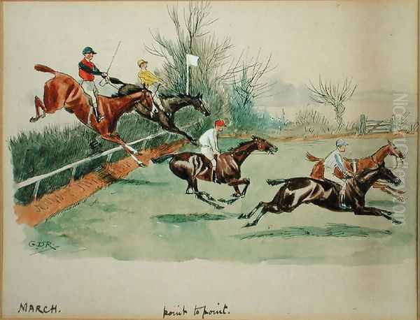 The Month of March Point to Point Oil Painting by George Derville Rowlandson