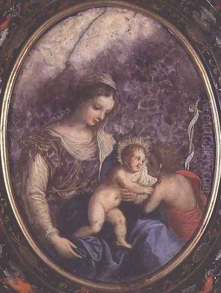 Virgin and Child with St. John Oil Painting by Johann Rottenhammer