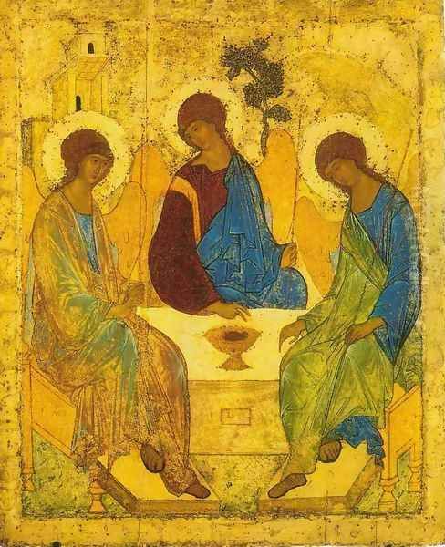 Trinity c. 1411 Oil Painting by Andrey Rublyov