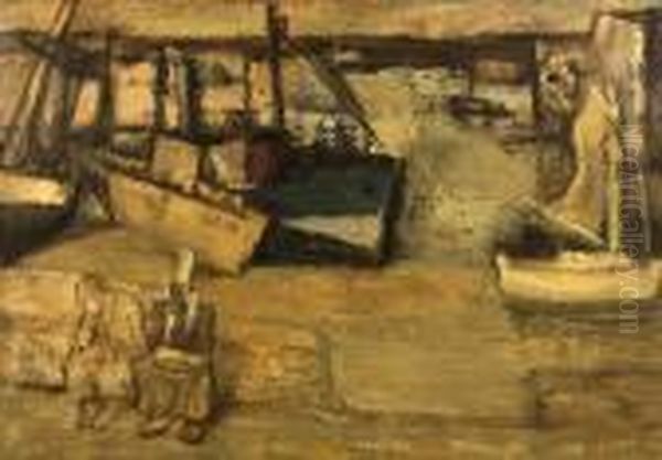 In The Harbour, Brittany Oil Painting by Constant Permeke