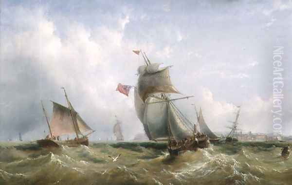 Shipping off the Coast Oil Painting by Henry Redmore