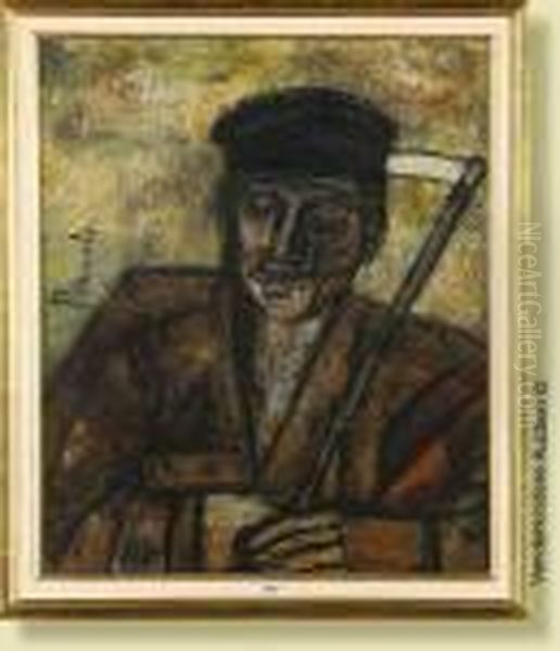 Paysan A La Faux Oil Painting by Constant Permeke