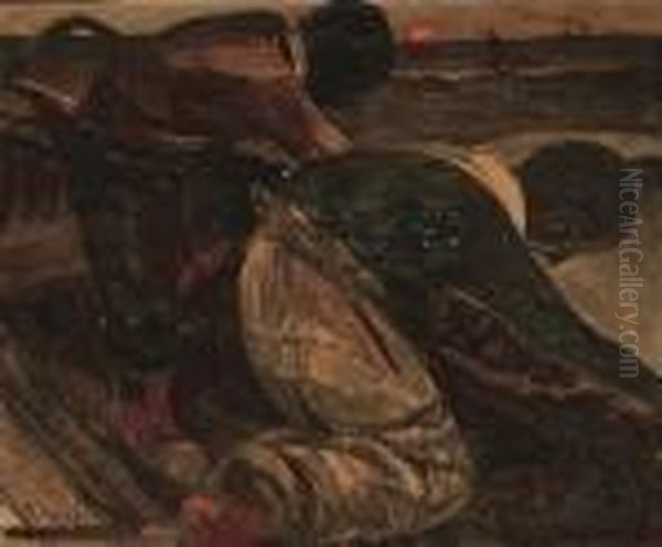 Fishermen On The Beach (ca. 1913) Oil Painting by Constant Permeke