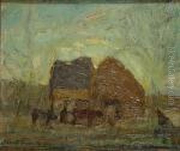 Landschap Metboerinnen. Oil Painting by Constant Permeke