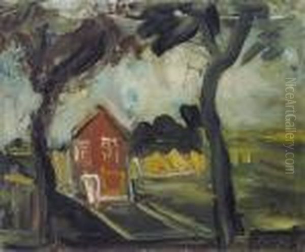 Farmhouse Between The Trees (1929) Oil Painting by Constant Permeke