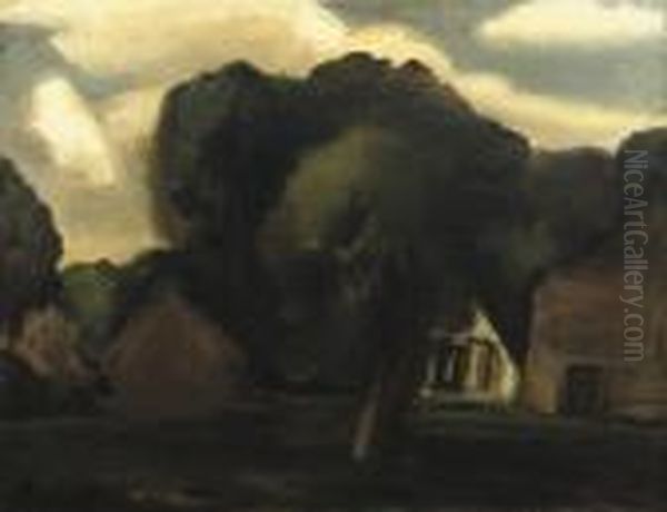 A Landscape With A Farmhouse And Haystacks Oil Painting by Constant Permeke