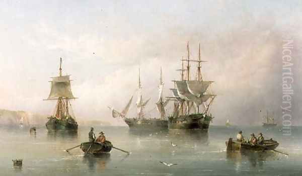 Shipping in a Calm, 1867 Oil Painting by Henry Redmore