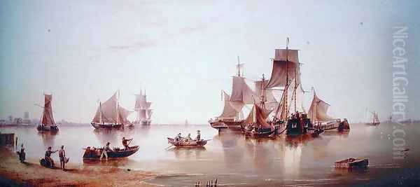 Ships in a Calm, 1873 Oil Painting by Henry Redmore