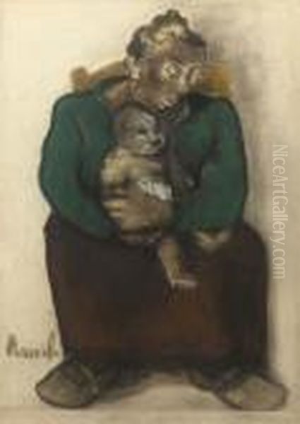 Mother And Child Oil Painting by Constant Permeke