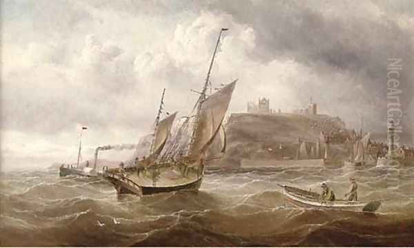 Running into Whitby on the tide Oil Painting by Henry Redmore