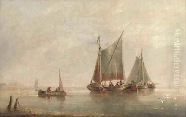 Fishermen pulling in their nets Oil Painting by Henry Redmore