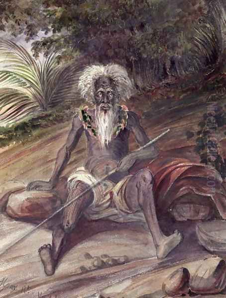 Old man from the Marquesas Islands, c.1842 Oil Painting by Maximilie Radiguet