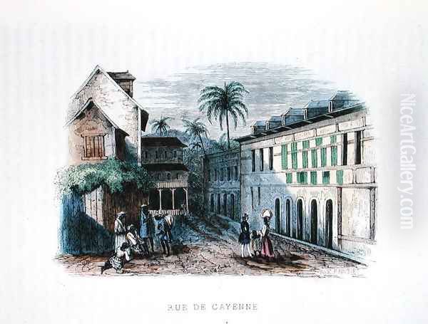 Rue de Cayenne, French Guyana, illustration from Les Francais par Eux-memes, ed. L.Curmer, 1841 Oil Painting by Maximilie Radiguet