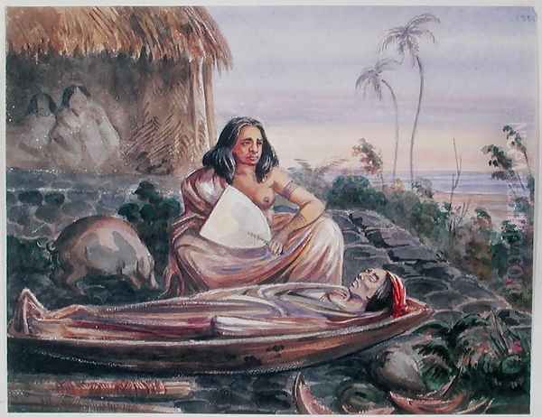 A Funeral in Tahiti, c.1841-48 Oil Painting by Maximilie Radiguet