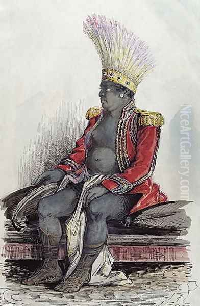 King Temoana on the island of Nuka-Hiva dressed in the uniform of a French colonel, c.1841-48 Oil Painting by Maximilie Radiguet