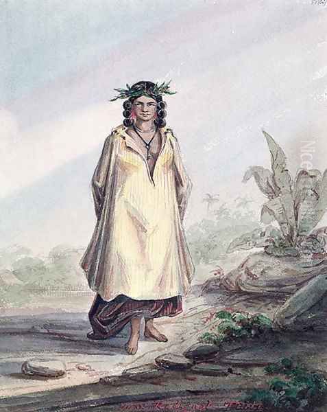 Young woman of Tahiti, c.1841-48 Oil Painting by Maximilie Radiguet