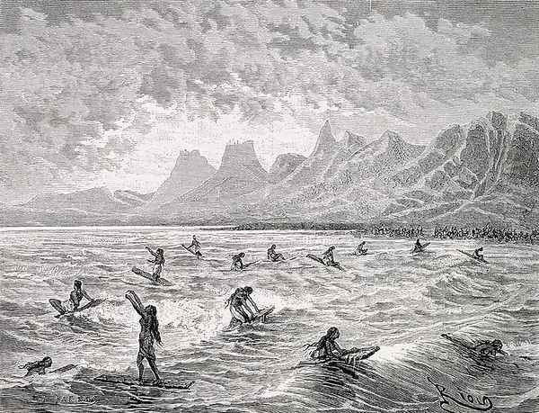 Hawaiian Games, illustration from Le Tour du Monde, 1872 Oil Painting by Edouard Riou