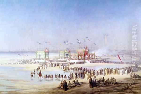 The Inauguration of the Suez Canal by the Empress Eugenie 1826-1920 17th November 1869 Oil Painting by Edouard Riou