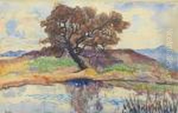 Paysage A L Arbre Oil Painting by Jean Peske