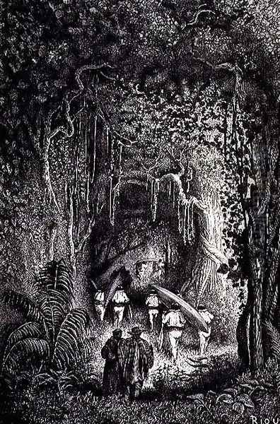 Through the Forest to the Palta Lake, engraved by Bertrand, page 209 from Vol. 2 of Journey Across South America by P. Marcoy, 1873 Oil Painting by Edouard Riou