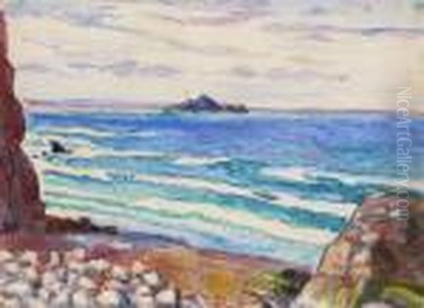 Bord De Mer, Plage Et Rochers Oil Painting by Jean Peske