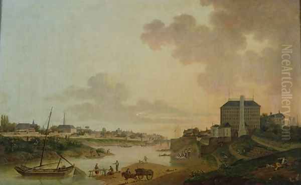 View of the Cotton Factory from the the Motte Sanguin at Orleans, 1825 Oil Painting by Jean Louis Rabigot