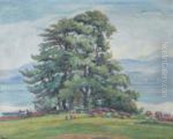 Parc Au Bord De L'eau Oil Painting by Jean Peske