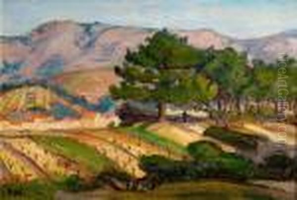 Personnage Dans Un Paysage Vallonne Oil Painting by Jean Peske