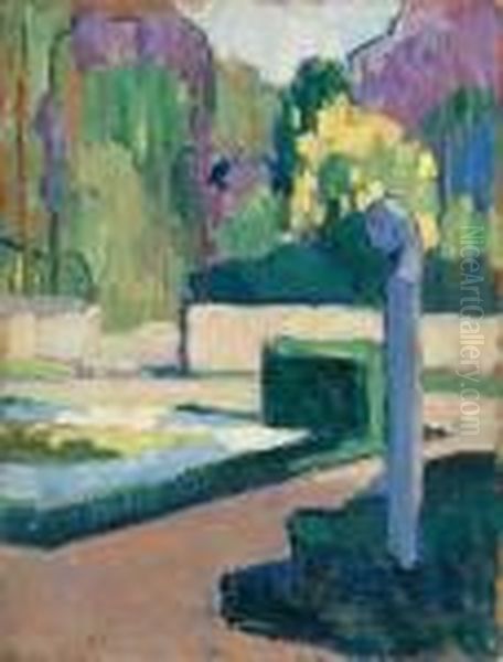 Statue Dans Un Parc Oil Painting by Jean Peske