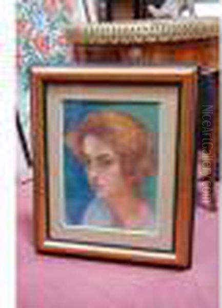 Portrait De La Fille De L Artiste Pastel Oil Painting by Jean Peske