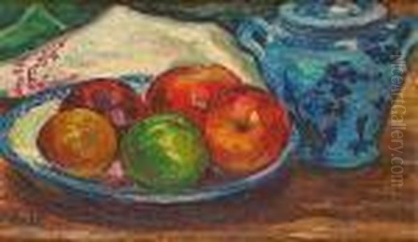 Nature Morte A La Coupe De Fruits Oil Painting by Jean Peske