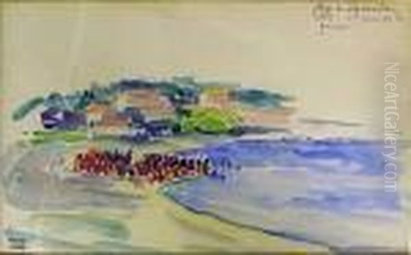 Plage Du Lavandou, 1er Jour De La Guerre Oil Painting by Jean Peske