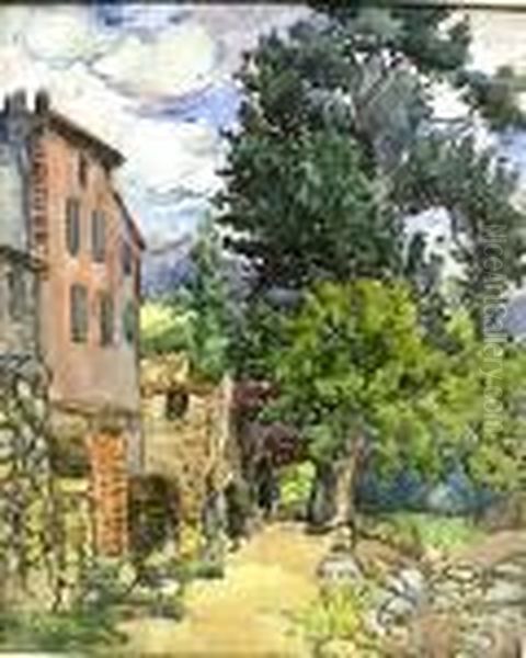 Paysage Aux Maisons Oil Painting by Jean Peske